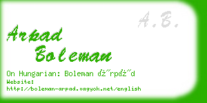 arpad boleman business card